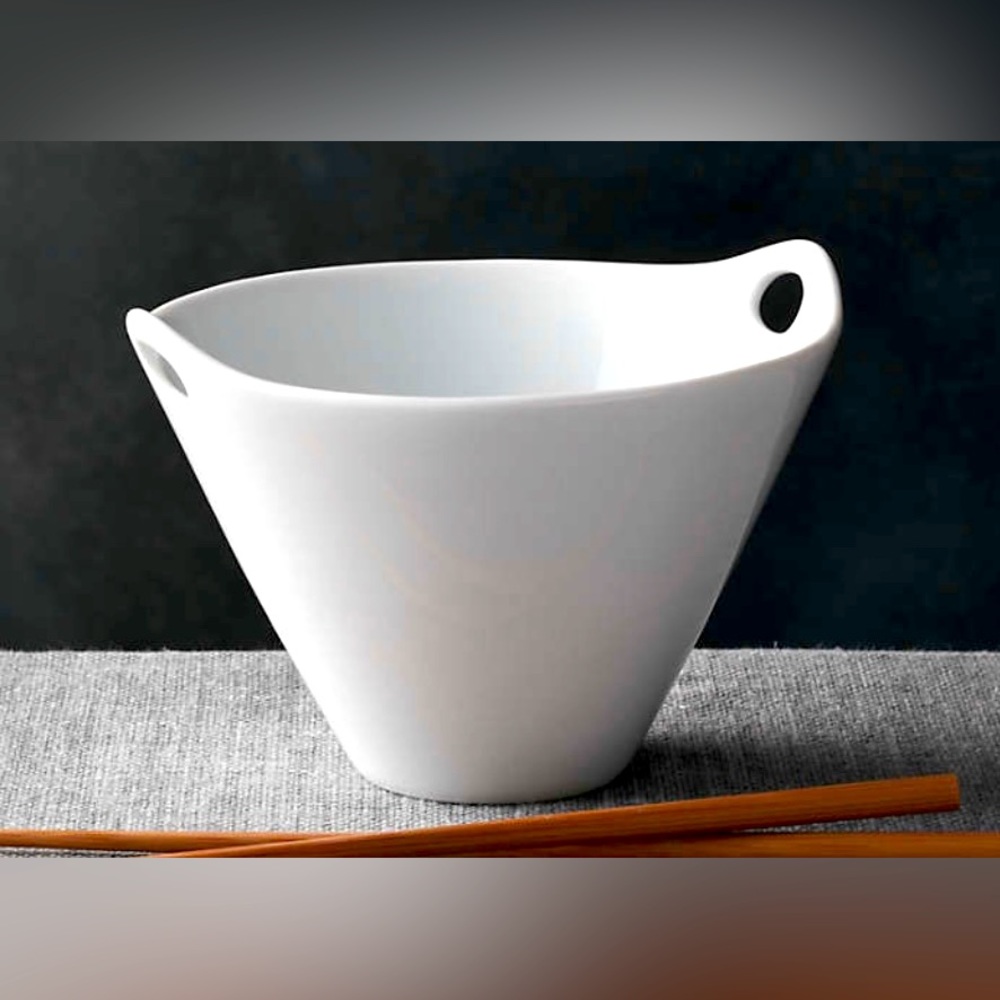 Crate & Barrel white porcelain noodle bowl **chopsticks not included